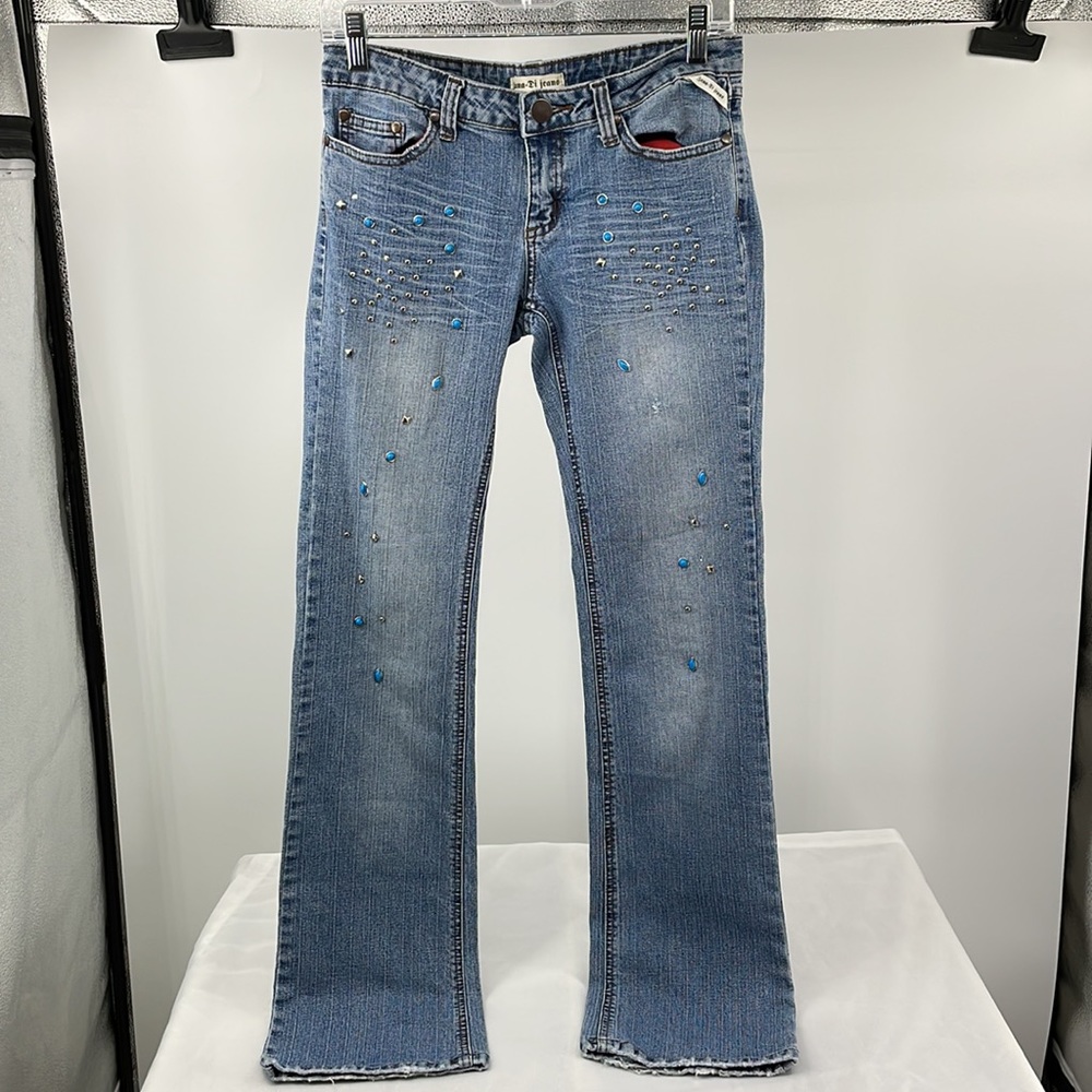 Zana Di Jeans Y2K Jeweled Studded Flare Leg Jeans Size 7